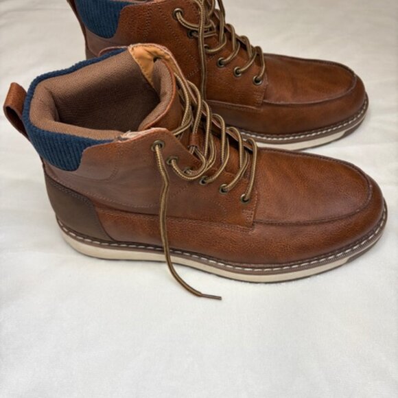 Club Room Men Moc Toe Combat Hiking Boot Feliixx Size US 9.5M Brown Faux Leather main image 5